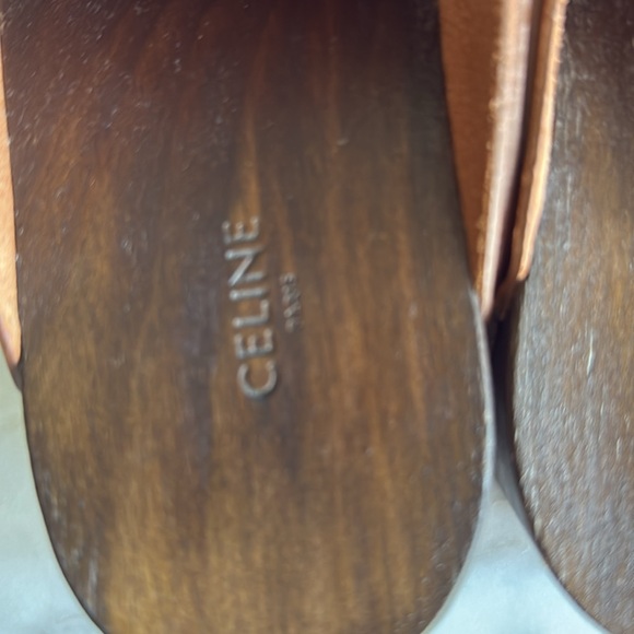 Celine Les Bois Tan Leather & Wood Clogs size 38 - Picture 9 of 9